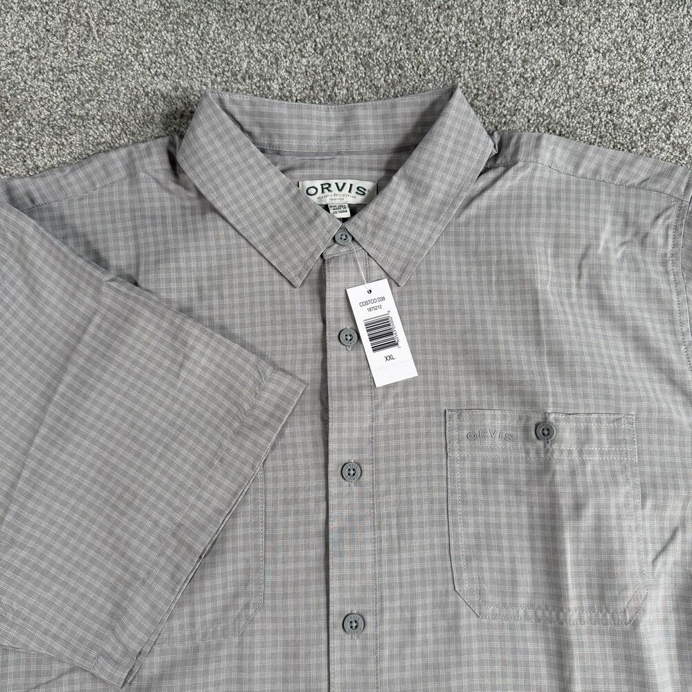 Orvis Short Sleeve Woven Tech Shirt Men's UV Protection Gray Size XXL NEW